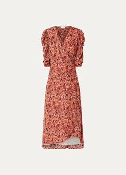 Aaiko Dames Pida Ikat wikkeljurk met print in de kleur Kersenrood