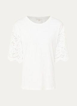 Aaiko Dames Esther T-shirt met broderie in de kleur Gebroken wit