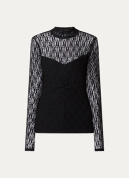 Aaiko Dames Amy semi-transparante top met broderie in de kleur Zwart