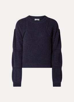 Aaiko Dames Alor grofgebreide trui met cut-out detail in de kleur Donkerblauw
