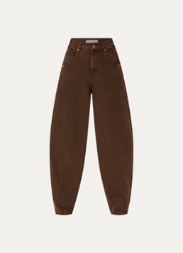 Aaiko Dames Daley high waist balloon fit jeans met gekleurde wassing in de kleur Kastanjebruin
