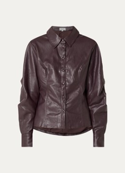 Aaiko Dames Isabel blouse van imitatieleer in de kleur Aubergine