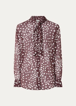 Aaiko Dames Janesse blouse met print en sjaalkraag in de kleur Bordeauxrood