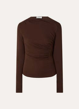 Aaiko Dames Jalisse top in wolblend met asymmetrische hals in de kleur Wit