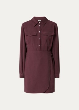 Aaiko Dames Yven mini tuniekjurk met borstzakken in de kleur Aubergine