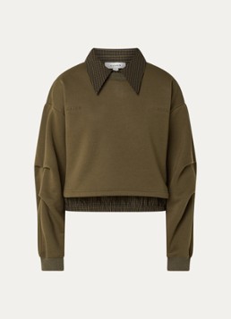 Aaiko Dames Mure cropped sweater met ruitdessin en 3D logo in de kleur Mosgroen