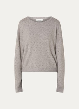 Aaiko Dames Saren fijngebreide trui met strass in de kleur Grijs