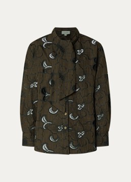Aaiko Dames Janesse blouse met ruitdessin en broderie in de kleur Bruin