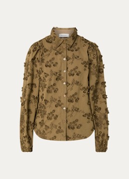Aaiko Dames Lien blouse met bloemborduring in de kleur Mosgroen