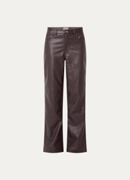 Aaiko Dames Rianne high waist loose fit broek van imitatieleer in de kleur Aubergine