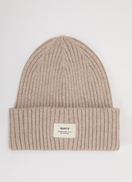 Barts Meisjes Basalth ribgebreide muts met logo in de kleur Beige, maat: 53-55
