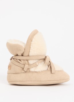 Barts Meisjes Katjuk babyslofjes van teddy met details van imitatiesuède in de kleur Camel, maat: S=1