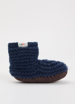 Barts Meisjes Yumasi grofgebreide babyslofjes in de kleur Donkerblauw, maat: XS=0
