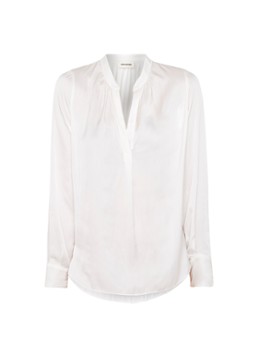 Zadig&Voltaire Dames Tink blouse van satijn met V-hals in de kleur Wit