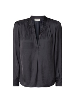 Zadig&Voltaire Dames Tink blouse van satijn met V-hals in de kleur Zwart