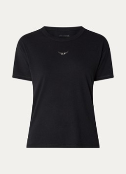 Zadig&Voltaire Dames Marta T-shirt in linnenblend met logo in de kleur Zwart