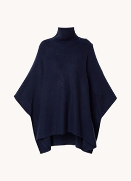 Zadig&Voltaire Dames Fijngebreide poncho van kasjmier met col in de kleur Indigo