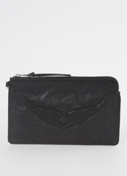 Zadig&Voltaire Dames Angel clutch van kalfsleer in de kleur Zwart