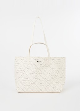 Zadig&Voltaire Dames XL shopper met logoprint in de kleur Wit