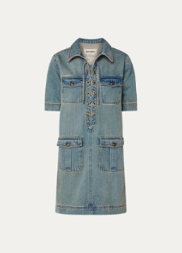 Zadig&Voltaire Dames Record mini denim jurk met klepzakken in de kleur Indigo