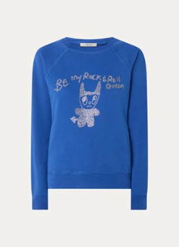 Zadig&Voltaire Dames Upper sweater van katoen met strass in de kleur Kobaltblauw