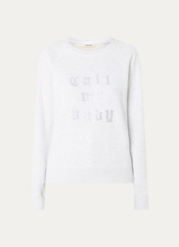 Zadig&Voltaire Dames Upper sweater met strass in de kleur Lichtgrijs