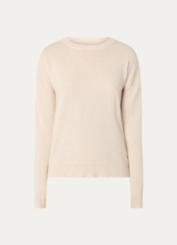 Zadig&Voltaire Dames Cici fijngebreide trui van kasjmier met details van schapenleer in de kleur Creme