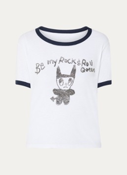 Zadig&Voltaire Dames Woos T-shirt in linnenblend met strass in de kleur Wit