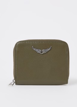 Zadig&Voltaire Dames Mini portemonnee van leer in de kleur Mosgroen