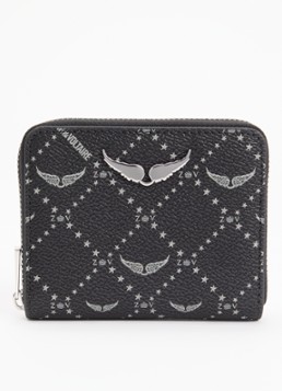 Zadig&Voltaire Dames Mini portemonnee met logoprint in de kleur Zwart