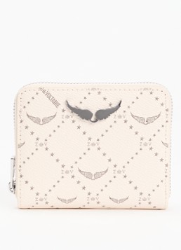 Zadig&Voltaire Dames Mini portemonnee met logoprint in de kleur Gebroken wit