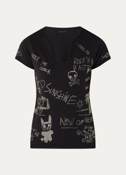 Zadig&Voltaire Dames Tunisien T-shirt met strass in de kleur Zwart