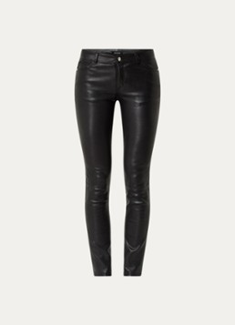 Zadig&Voltaire Dames Phlame high waist tapered fit broek van lamsleer in de kleur Zwart