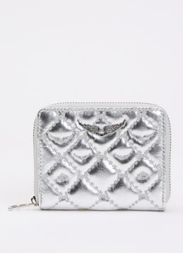 Zadig&Voltaire Dames Portemonnee van leer met metallic finish en quilt patroon in de kleur Zilver