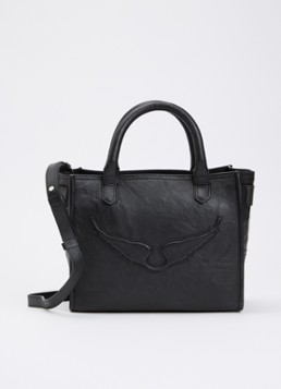 Zadig&Voltaire Dames Angel Tote XS handtas van leer met logo in de kleur Zwart
