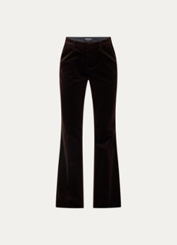 Zadig&Voltaire Dames Prevy high waist flared fit pantalon van fluweel met steekzakken in de kleur Donkerbruin