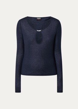 Zadig&Voltaire Dames Tina longsleeve met cut-out detail in de kleur Donkerblauw