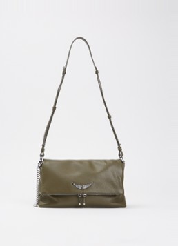 Zadig&Voltaire Dames Rocky II schoudertas van leer met logo in de kleur Bronsgroen
