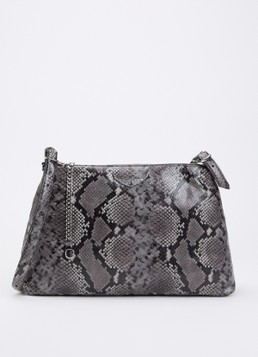 Zadig&Voltaire Dames Jim Wild schoudertas van leer met slangenprint in de kleur Donkergrijs