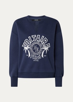 Zadig&Voltaire Dames Olive sweater met logoprint in de kleur Donkerblauw