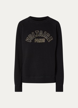 Zadig&Voltaire Dames Sunca sweater met logoborduring in de kleur Zwart