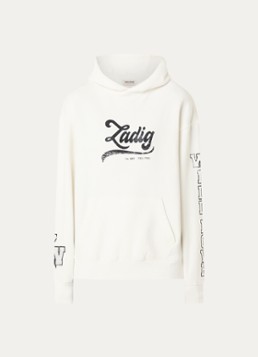 Zadig&Voltaire Dames Sweela hoodie met logo- en backprint in de kleur Ivoor