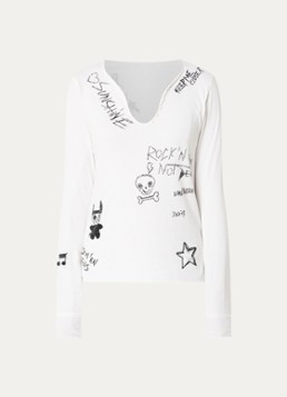 Zadig&Voltaire Dames Tunisien longsleeve met print en strass in de kleur Wit