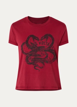 Zadig&Voltaire Dames Walk T-shirt met print en strass in de kleur Rood