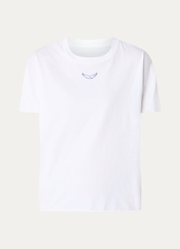Zadig&Voltaire Dames Tommer Once T-shirt met front- en backprint van strass in de kleur Wit