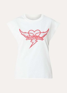 Zadig&Voltaire Dames Cloe T-shirt met logo- en backprint in de kleur Wit