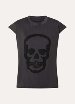 Zadig&Voltaire Dames Cloe T-shirt met print en strass in de kleur Donkergrijs