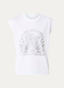 Zadig&Voltaire Dames Cloe Cascade T-shirt met print en strass in de kleur Wit