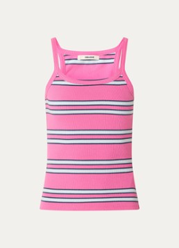 Zadig&Voltaire Dames Albao ribgebreide tanktop met streepprint in de kleur Fuchsia