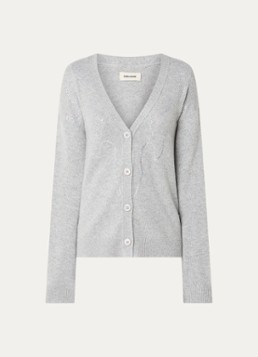 Zadig&Voltaire Dames Mirkaz fijngebreid vest van kasjmier met strass in de kleur Lichtgrijs